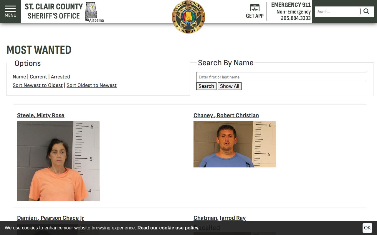 St. Clair County official most wanted and warrant records source
