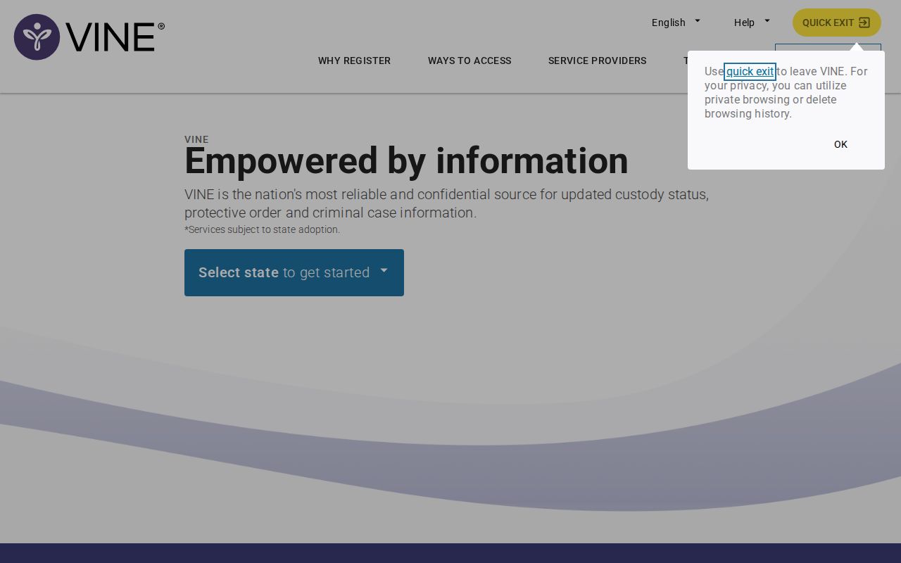 VINELink public custody search and notification portal